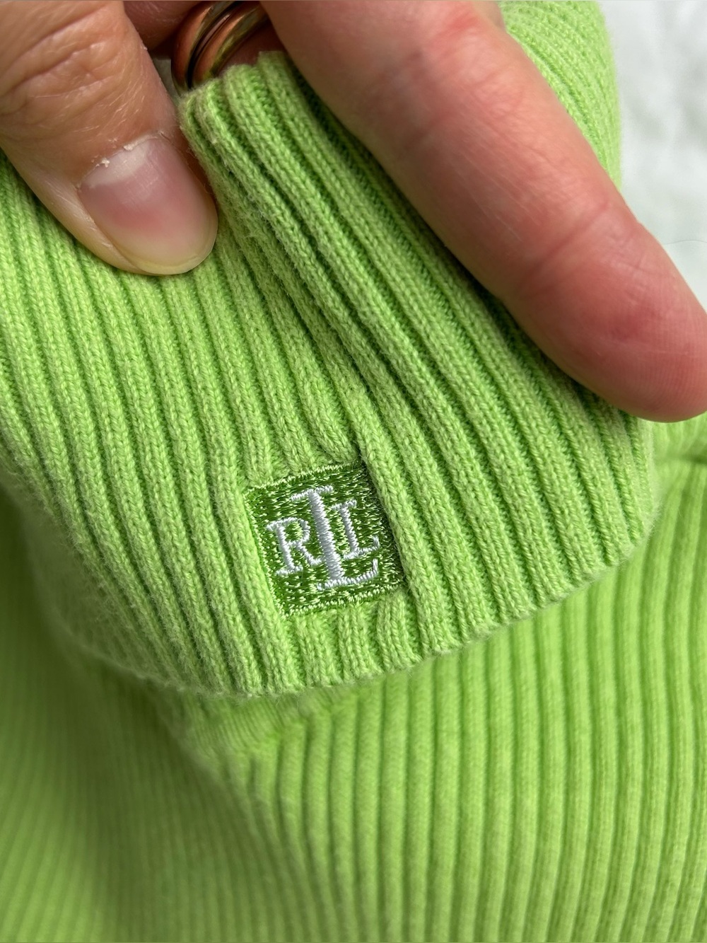 Vintage Ralph Lauren Green Ribbed Turtleneck Sweater - Large